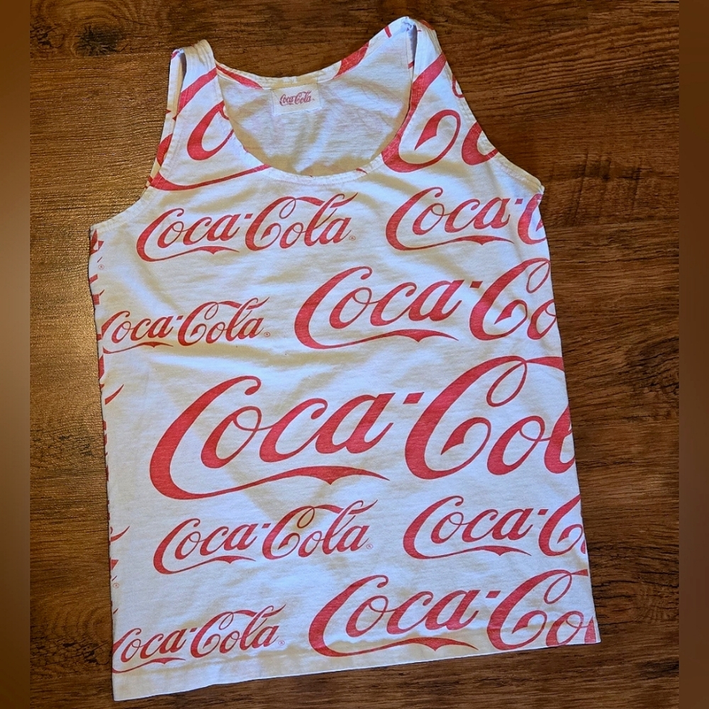 Vintage Coca Cola tank top all over Coke logo design Coca-Cola soda pop shirt 🔥